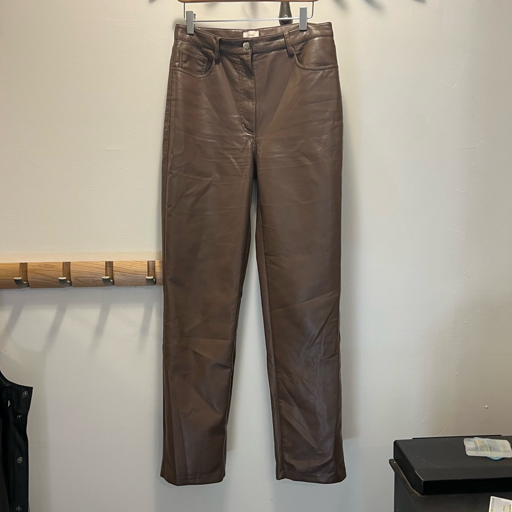 Brown Wilfred Pleather Pants - Size 8